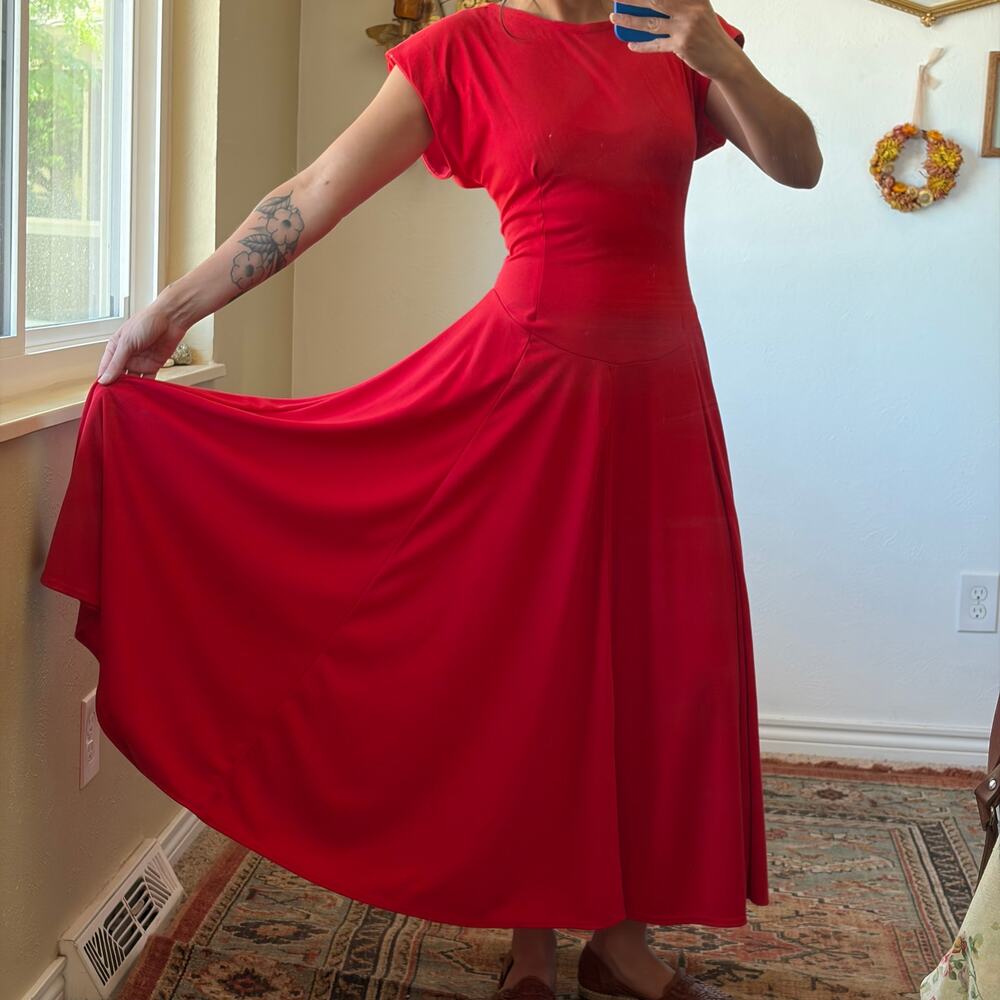 80s Drop Waist Low Back Midi Dress size 12